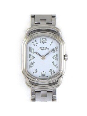 Hermes Watch Rari White Dial Link Bracelet SS Quartz Analog